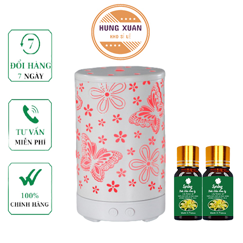 Máy xông tinh dầu trụ bướm chất liệu kim loại sang trọng | phun sương tạo ẩm, khuếch tán tinh dầu thơm mát phòng