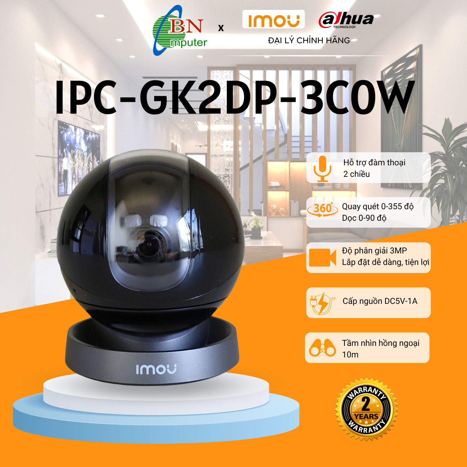 [Nhập ELJAN11 giảm 10%, tối đa 200k, đơn từ 99k]CAMERA IP WIFI IMOU RANGER PRO A26LP-C Có chức năng bám đuổi chuyển động.