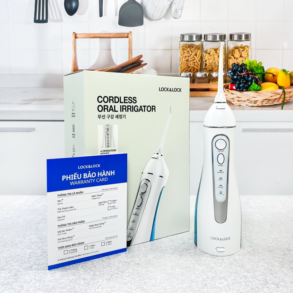 Tăm nước lock and lock giá tốt, giảm giá đến 40% Máy tăm nước không dây Lock&Lock Cordless Oral Irrigator Máy tăm nước Lock&Lock Cordless Oral Irrigator (200ml) Máy tăm nước không dây Lock&Lock - 4 chế độ phun