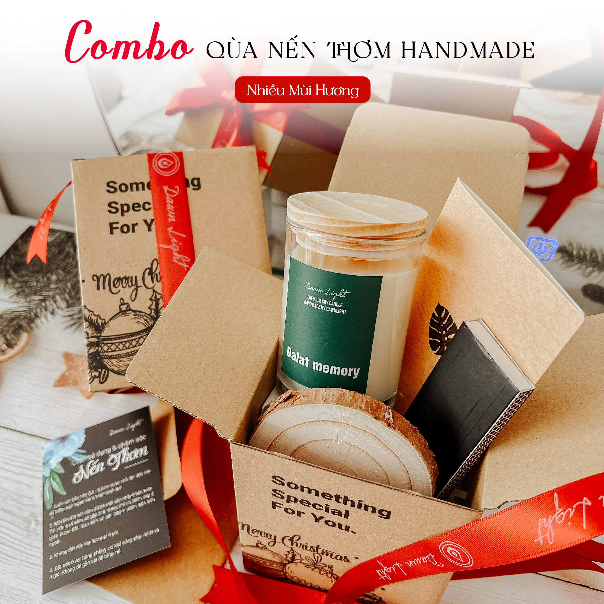 Set quà tặng nến thơm thư giãn không khói cao cấp handmade các dịp lễ Quốc Tế Phụ Nữ Sinh Nhật Giáng Sinh Valentine