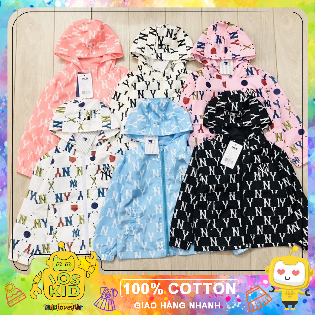 Áo khoác gió lót lưới ml.b cho bé trai bé gái size từ 12-33 cân