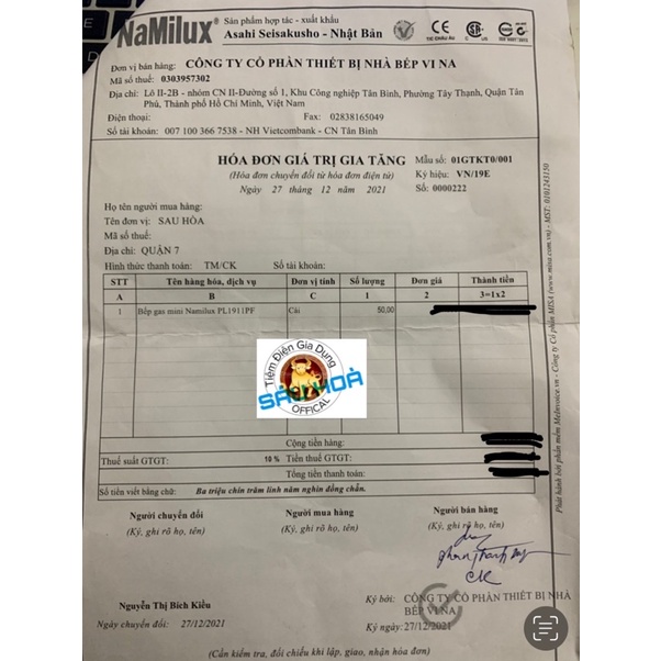 Bếp ga mini Namilux PL1911PF PL2021PF (mẫu ngẫu nhiên)