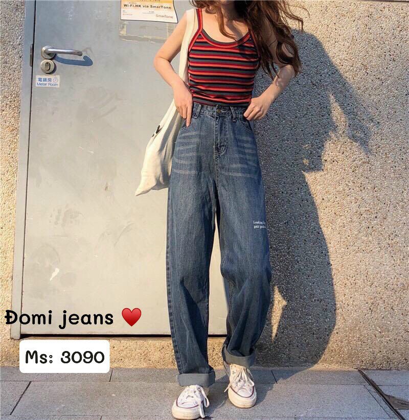 [HCM]Quần Baggy Jean Ống Rộng In Chữ Siêu Xinh XắnForm Quần Siêu Đẹp Lưng Siêu Cao-JT