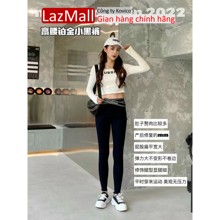 Quần legging,quần legging nữ cạp chéo dáng dài viền kẻ trắng nâng mông, ghen bụng siêu tôn dáng
