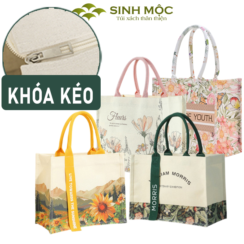  Túi canvas có khóa kéo túi xách có khoá kéo túi xách nữ có khóa kéo - M30K có khóa  