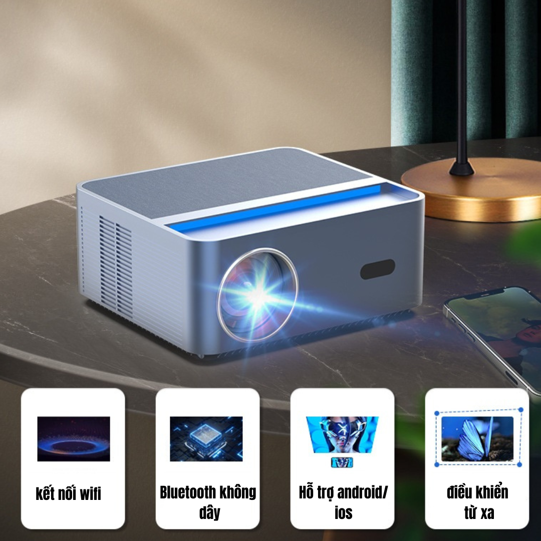 Máy chiếu kaw k880, máy chiếu 4k siêu nét, máy chiếu mini gia đình-bảo hành 1 đổi 1