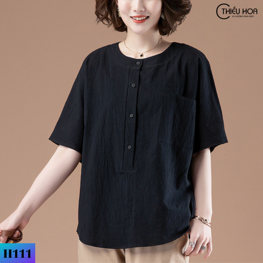 Áo Nữ Trung Niên Dáng Suông Chất Linen Cao Cấp 3 Màu Thanh Lịch H111  Thời Trang Thiều Hoa