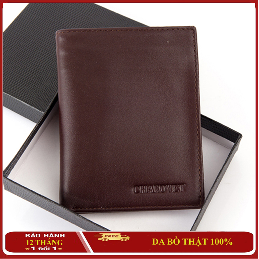 Ví nam da bò thật Chakovet V.223 cao cấp, kiểu ví dáng đứng ngăn đựng tiền có khóa kéo và nhiều ngăn đựng thẻ tiện dụng để vừa túi quần, phong cách hiện đại lịch lãm.