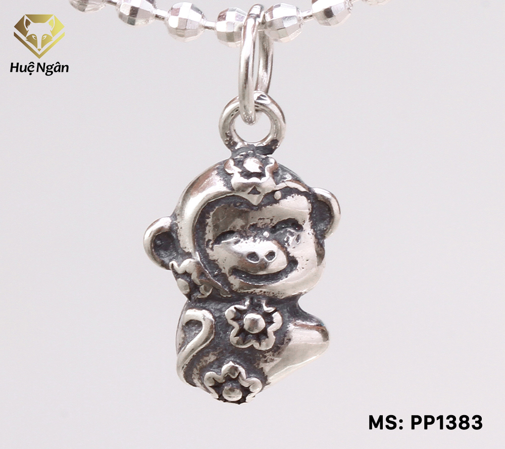 Mặt đeo dây chuyền, lắc tay, lắc chân cho bé 12 con giáp bạc Thái 925 Huệ Ngân - Quà tặng tuổi Thân PP1383