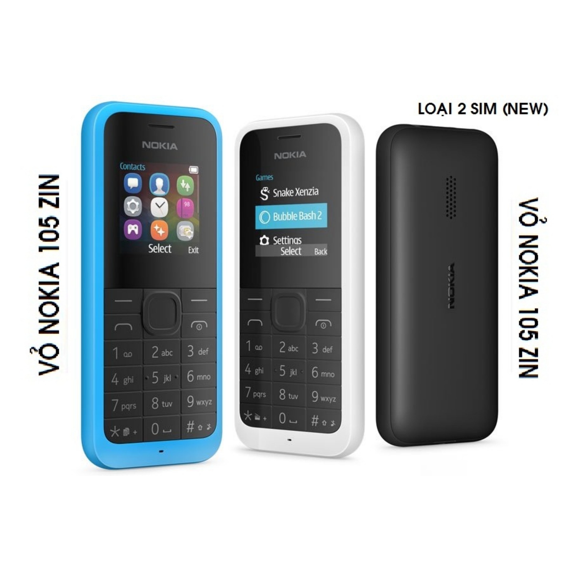 TRỌN BỘ VỎ NOKI 105-LOẠI 2SIM (CÓ PHÍM, CÓ SƯỜN)