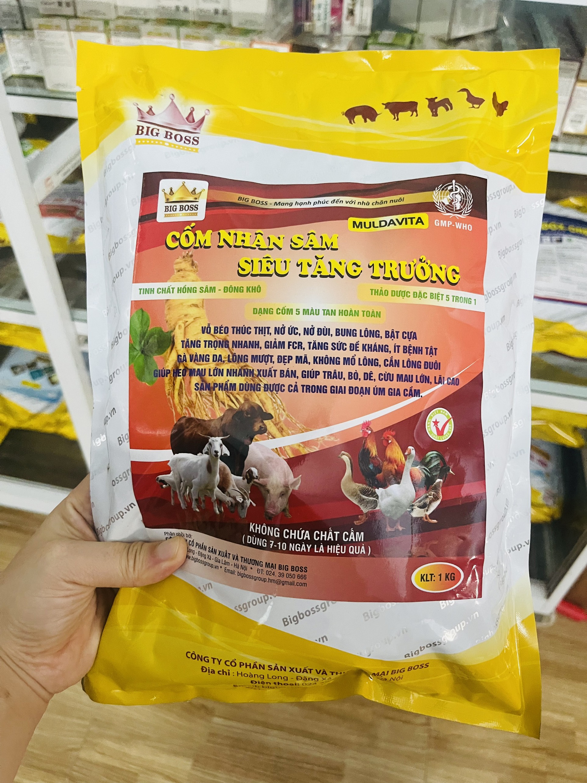 Cốm nhân sâm siêu tăng trưởng dùng cho gia súc, gia cầm giúp lớn nhanh