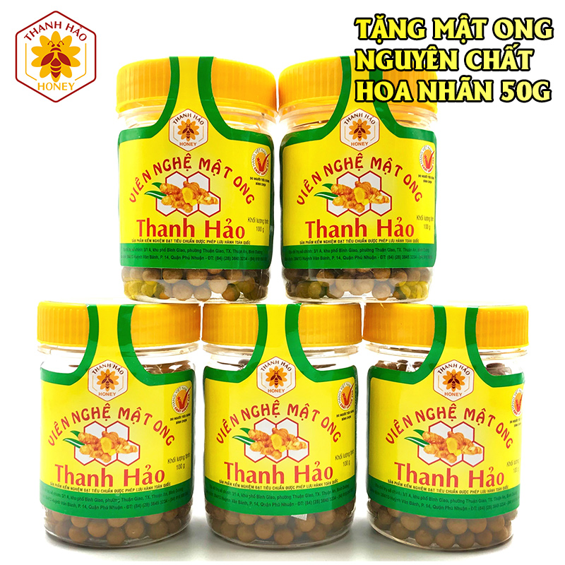Viên nghệ vàng mật ong thanh hảo, combo 5 lọ viên nghệ vàng mật ong chất lượng cao 500g