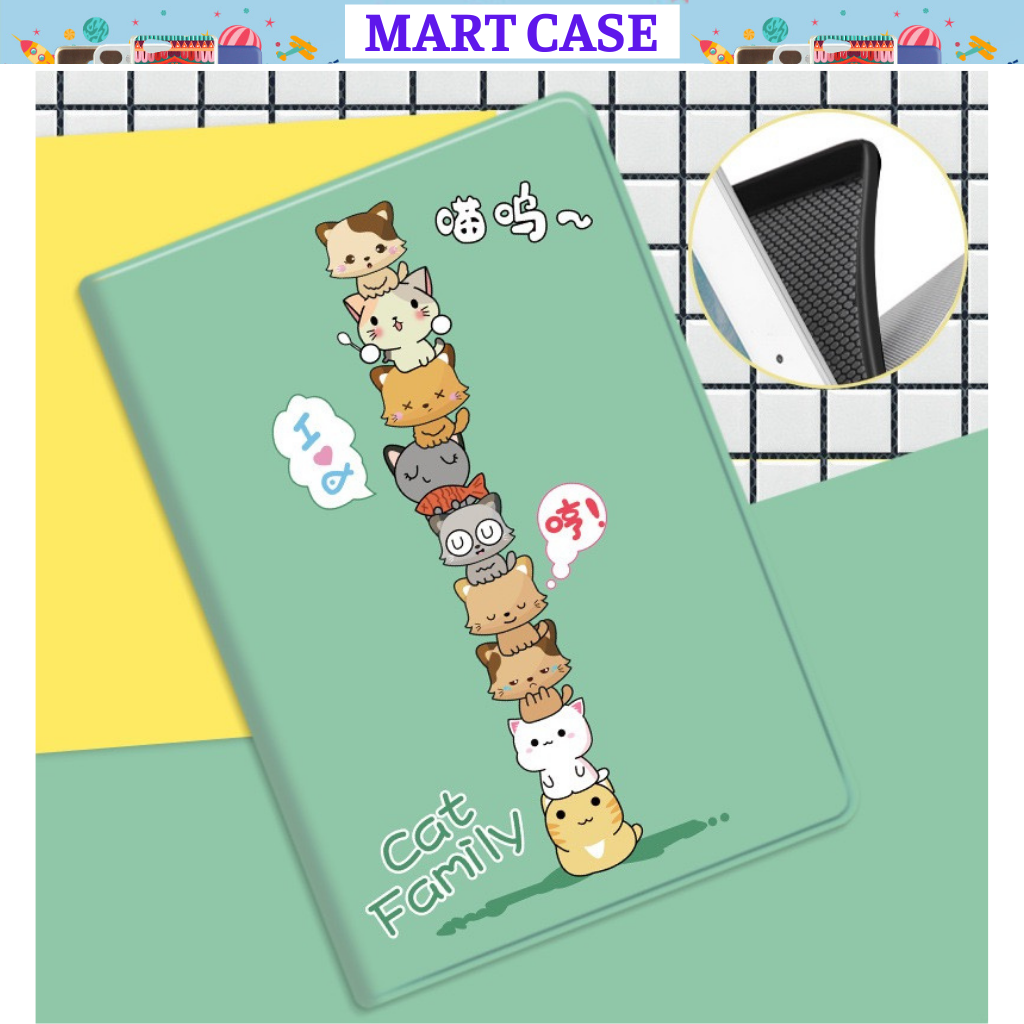 Ốp lưng ipad silicon hình Cat Family cute ốp ipad Air 4/Pro 11/9.7/10.5/Air 3/10.2 gen 7/8...MART CASE