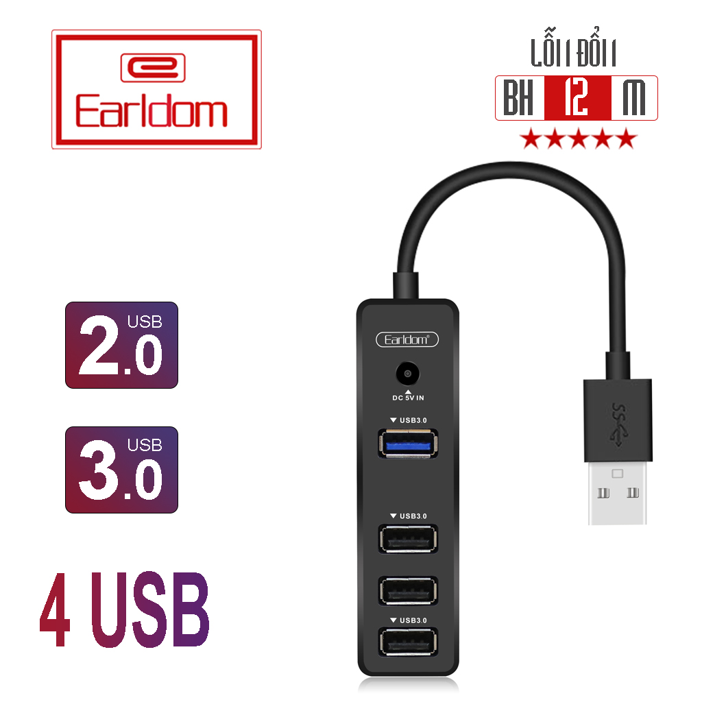 Ổ Cắm USB Earldom 4 Cổng HUB 07 - Ổ Chia Kết Nối USB