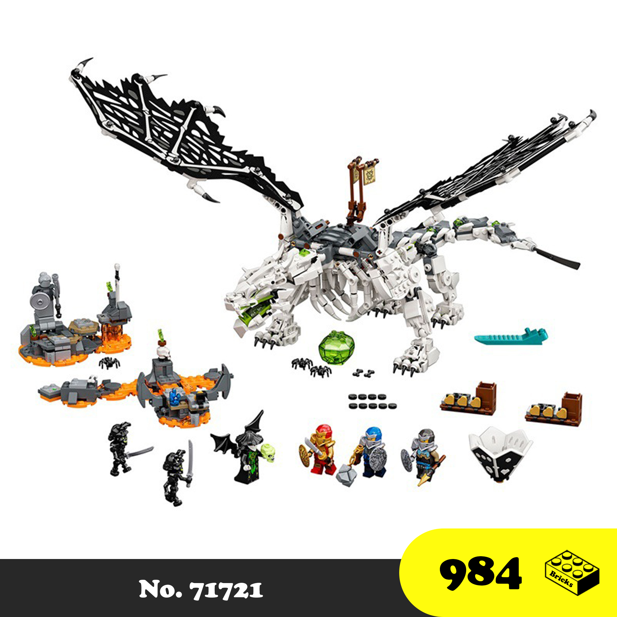 Đồ chơi lắp ráp Lego Ninja Go - Rồng Xương Phù thủy Ninja Go 71721 - New Phantom 7183 Skeleton Wizard's Flying Dragon