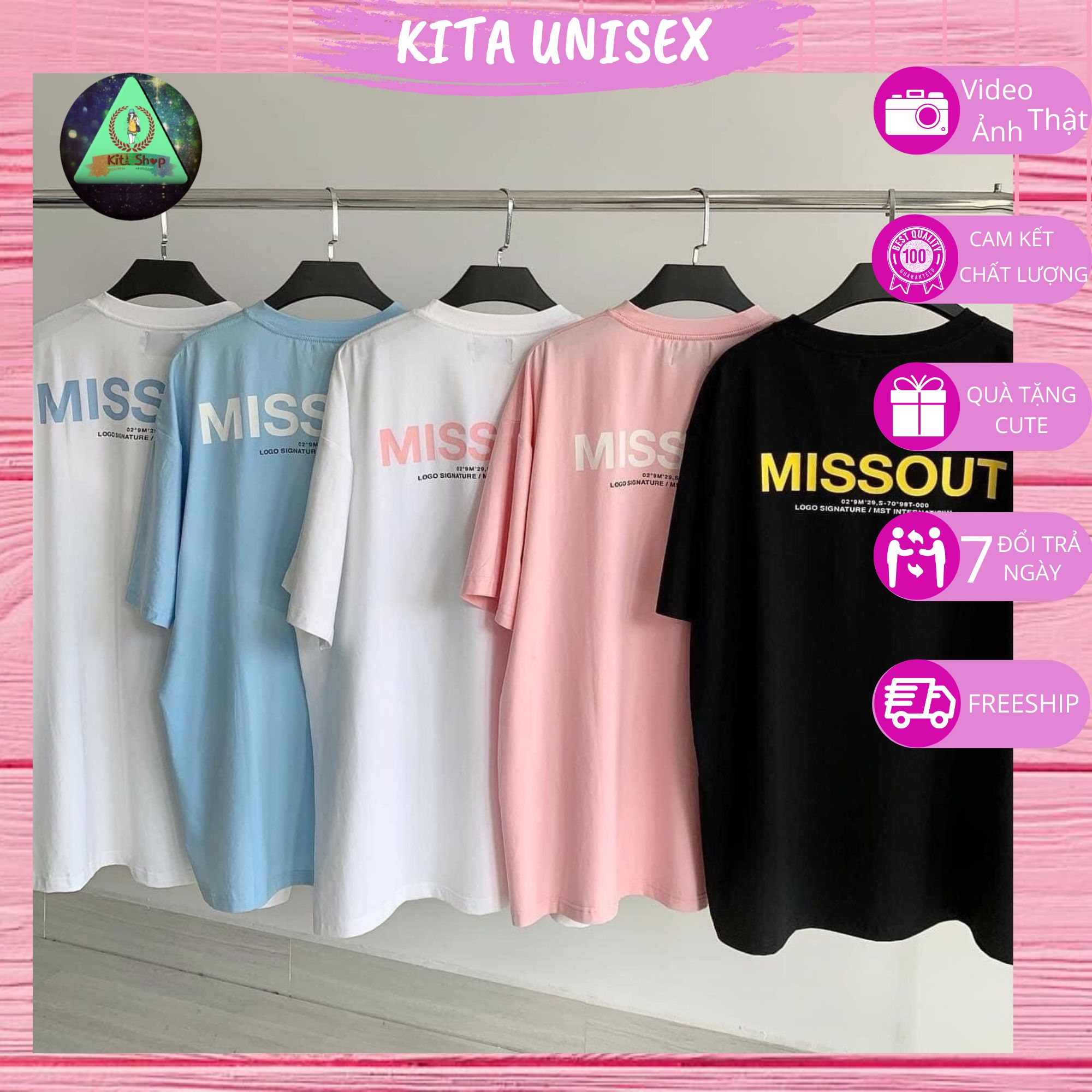 [Fullsize - Có tag] Áo Thun Nữ Nam Tay Lỡ Unisex Form Rộng thời trang Hot Trend Kita Unisex - MISSOUT [Ảnh-Video Thật- Có Size]  (Tặng móc khóa/cột tóc)