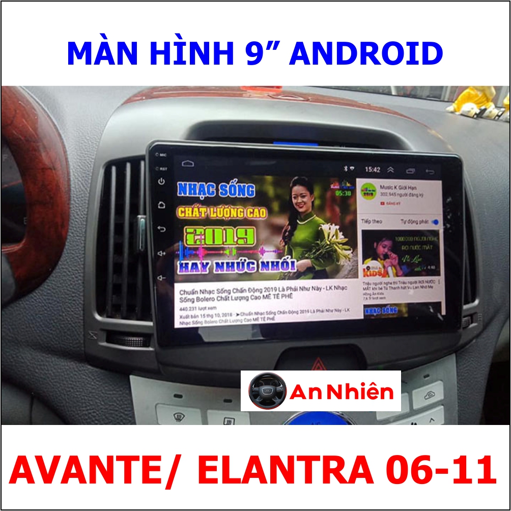 [Kho Hải Phòng] Màn Hình Android 9 inch Cho Xe AVANTE/ ELANTRA - Có GPS Bằng NaviTel, Android Tiếng Việt, điều khiển giọng nói, Vô Lăng, Xem Camera Lùi, Kèm Mặt Dưỡng Giắc Nguồn Zin Cho Xe Avante/ Elantra