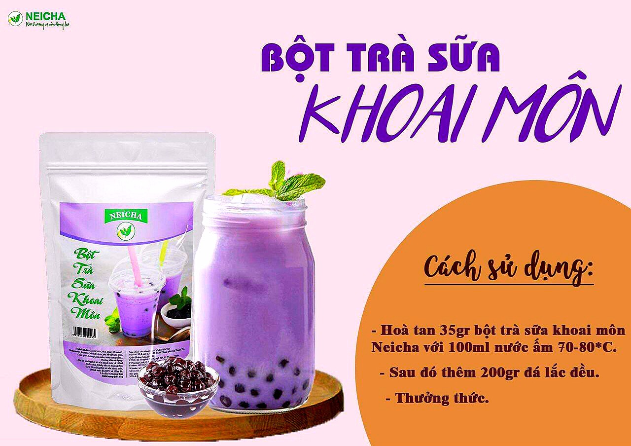 (Gói 200gr)Bột Trà Sữa Neicha Vị Khoai Môn. Pha sẵn nhanh chóng, thơm ngon đúng vị.