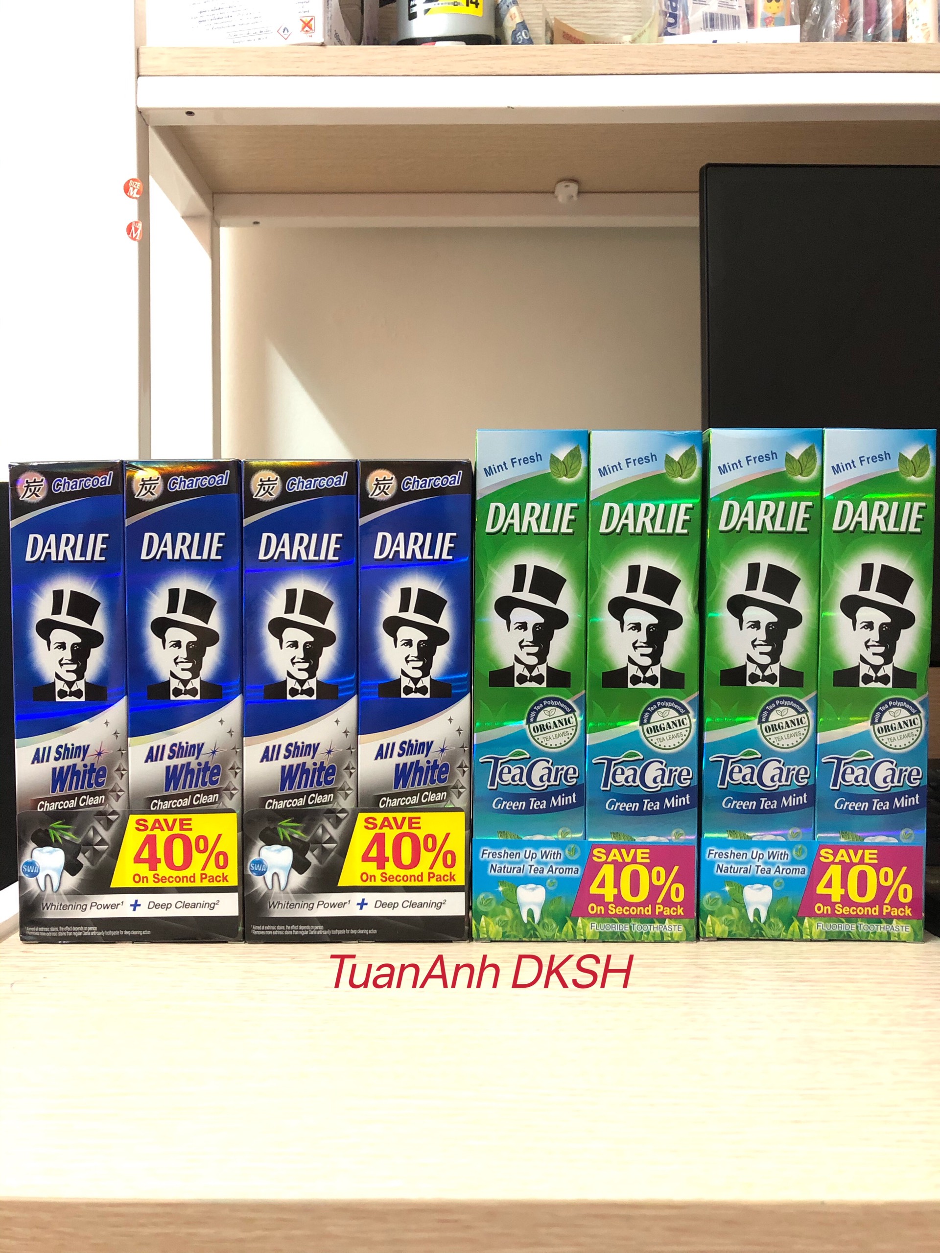 Combo 2 tuýt kem đánh răng darlie tea care 160g & charcoal clean 140g.