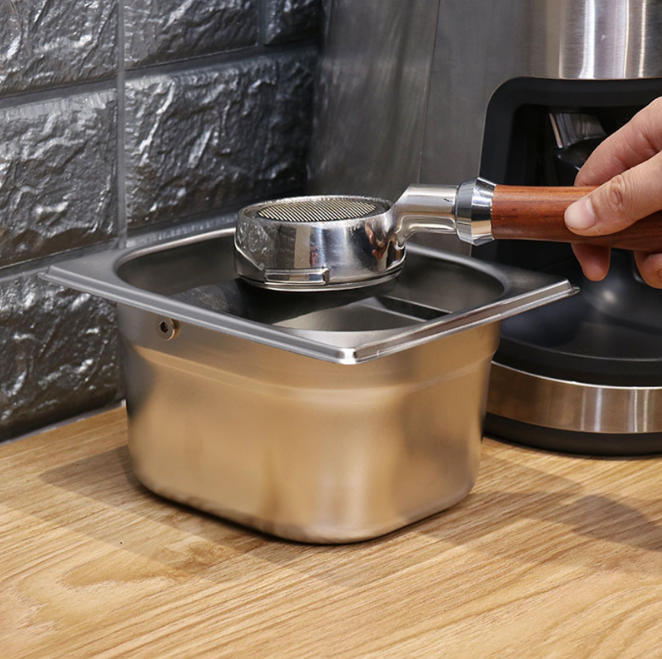 Hộp đựng bã cà phê Espresso inox ( 2 kích thước ) - Hộp đập bã cà phê