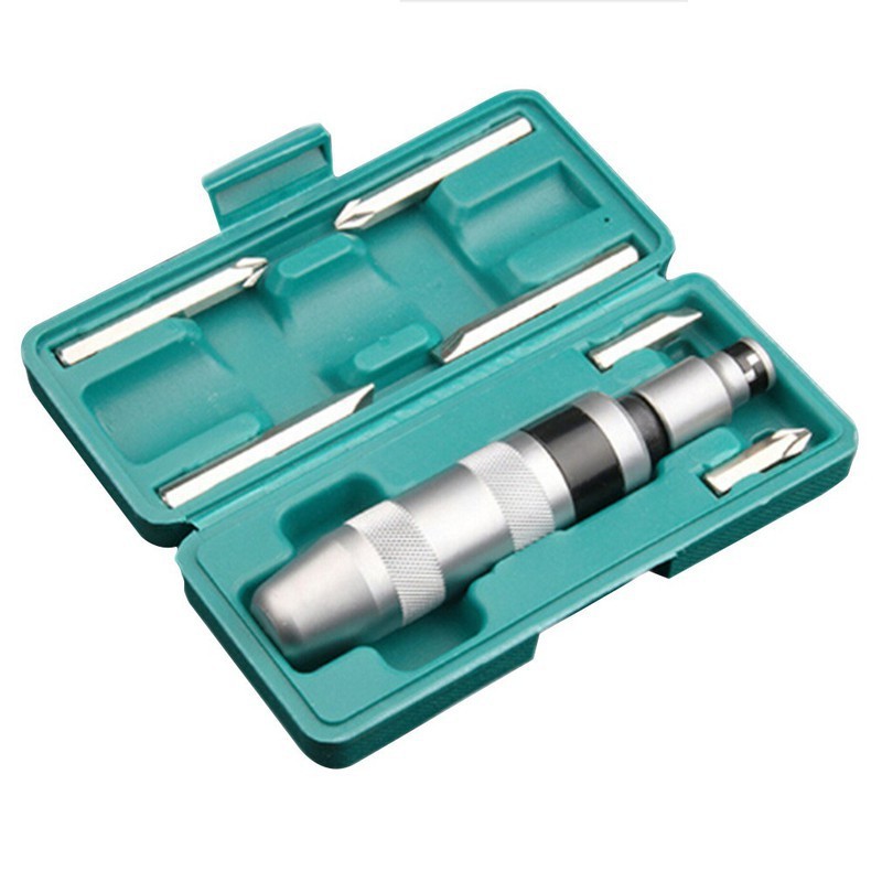 Bộ tô vít đóng xoay chiều cao cấp 7 chi tiết 700gr, 6 đầu đóng chất liệu hợp kim thép và inox