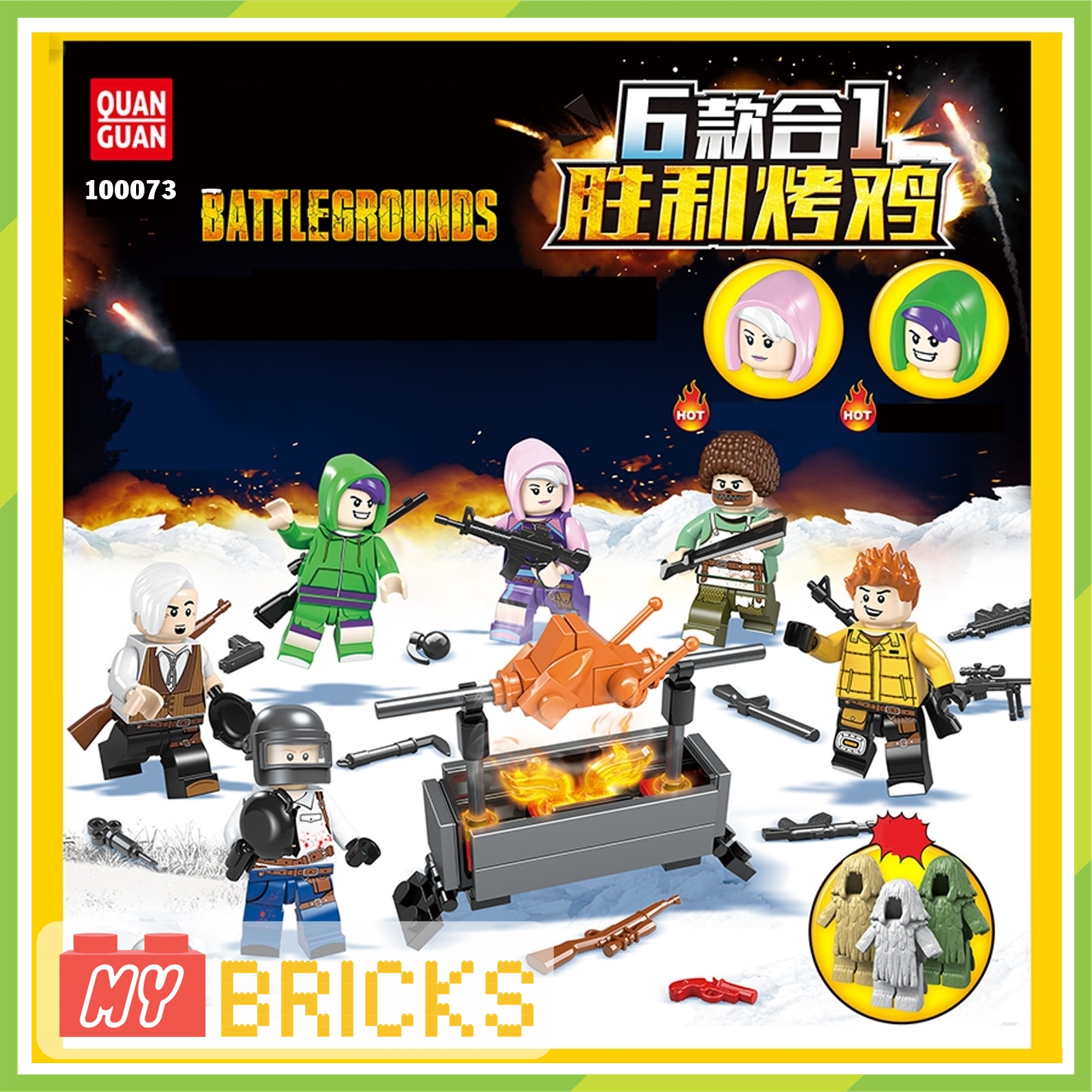 Combo 6 nhân vật lego pubg battle grounds gà nướng - 5073
