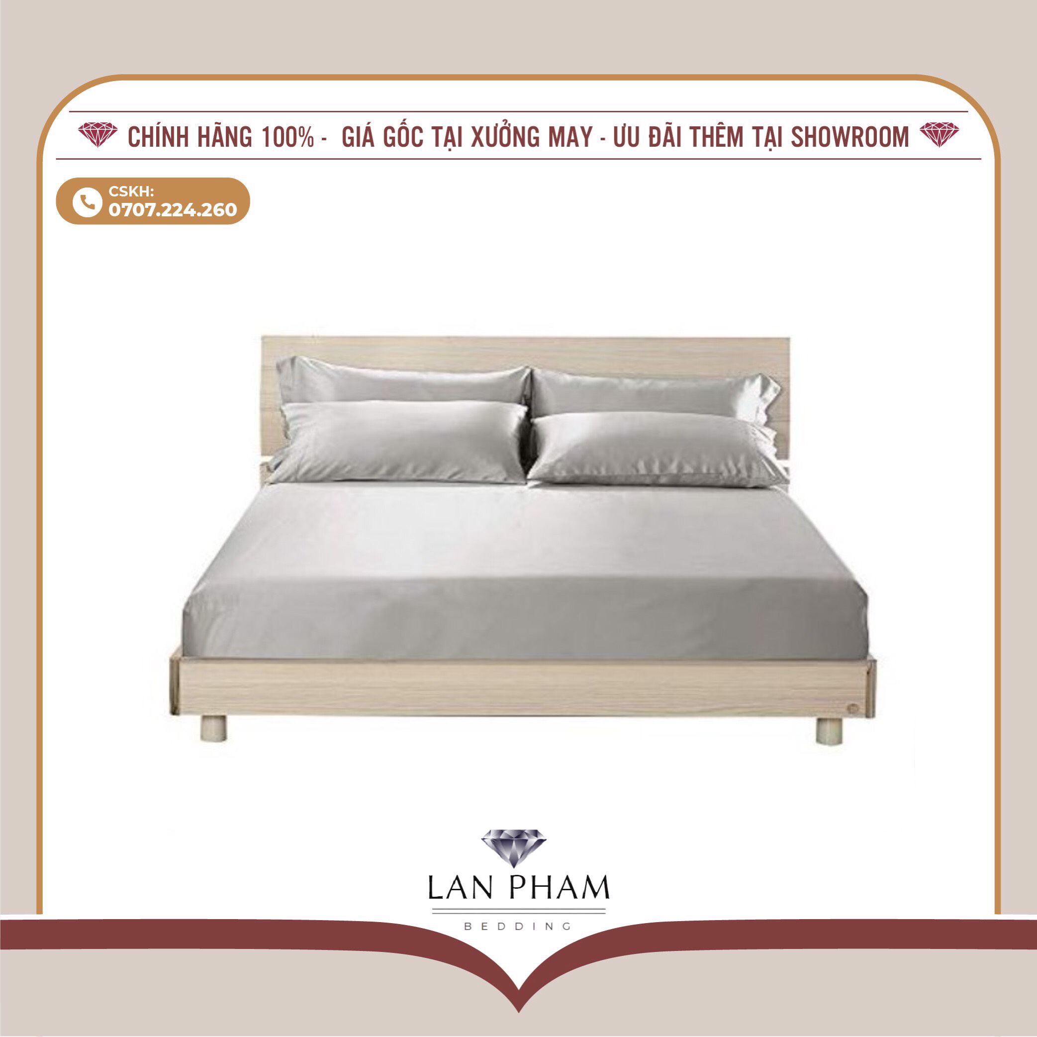 GA - DRAP GIƯỜNG LẺ PHI LỤA BẠC KIM LAN BEDDING