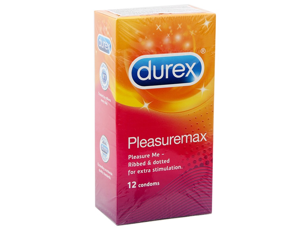 Bao cao su durex gân, gai, mỏng, hộp 12 cái.