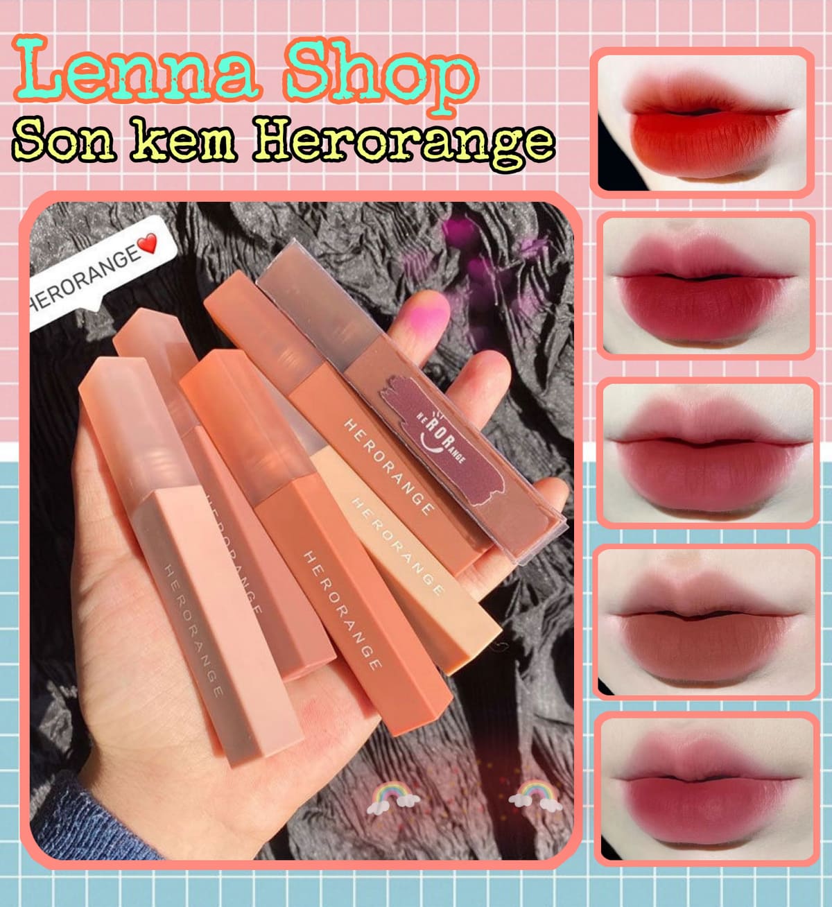 Son Kem Lì Herorange Vuông Nội Địa Trung Bản Mới