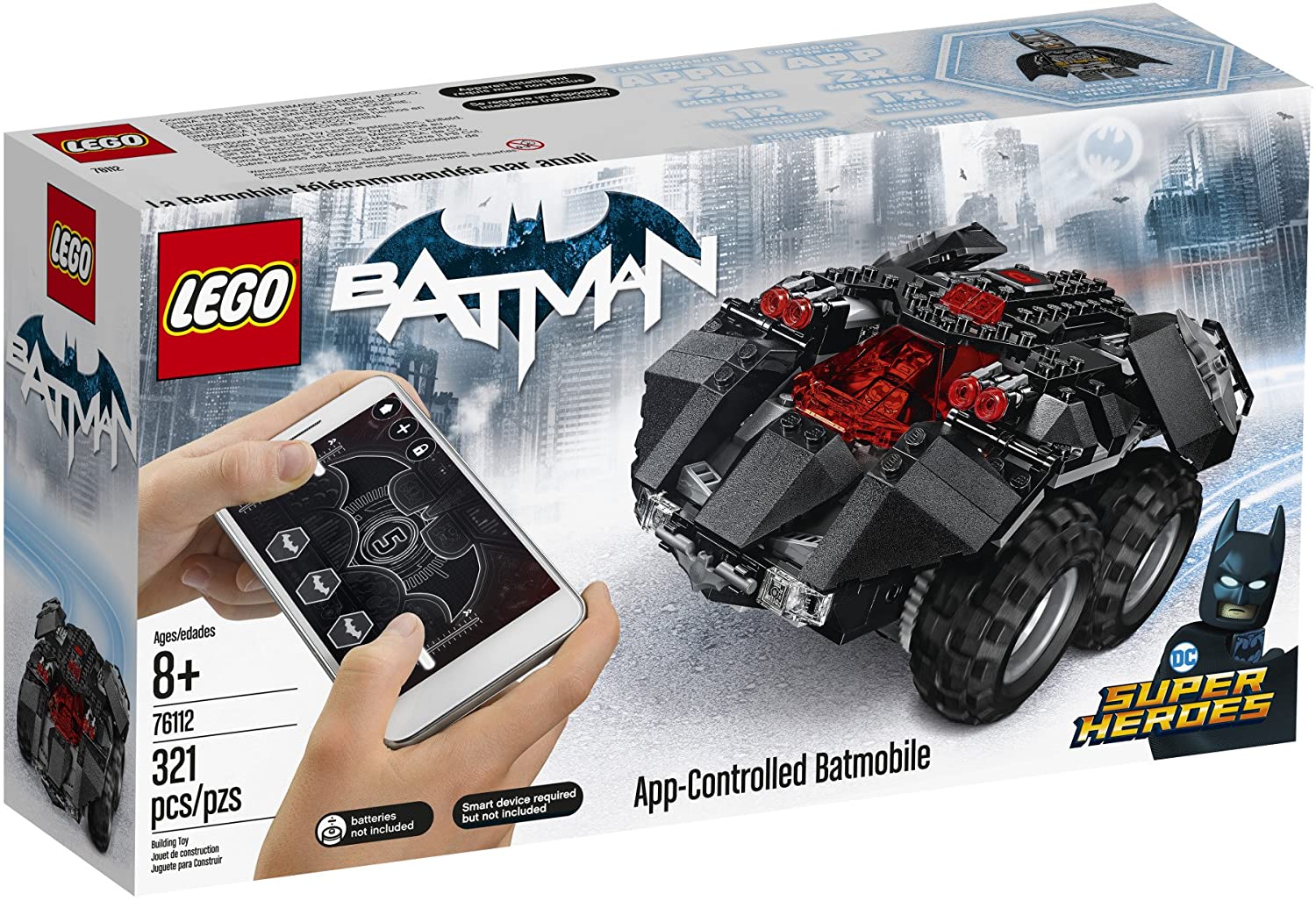 From Denmark】LEGO DC BATMAN Super heroes Batmobile 76112 remote control  (rc) Batman car, construction set and boy toy (321 pieces) guaranteed  Genuine From Denmark 