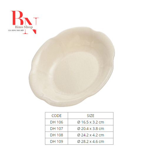 Dĩa Nhựa Cánh Hoa Vân Đá Kem Nhiều Size