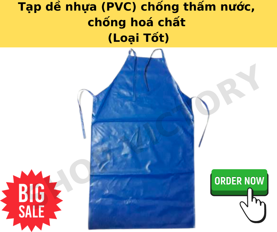 Tạp dề nhựa chống thấm nước xanh/trắng