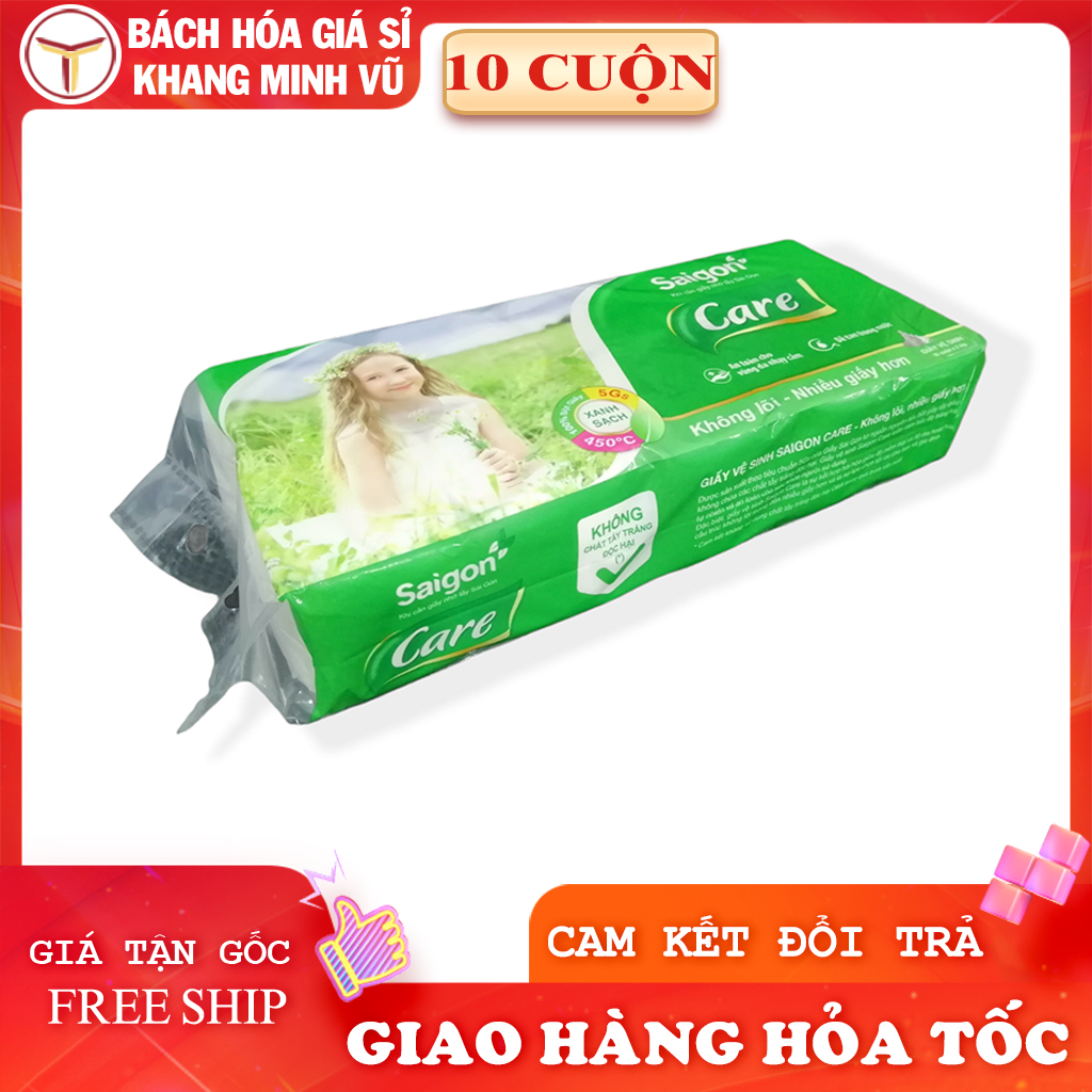 Giấy Vệ Sinh Sài Gòn Không Lõi 2 Lớp Lốc 10 Cuộn