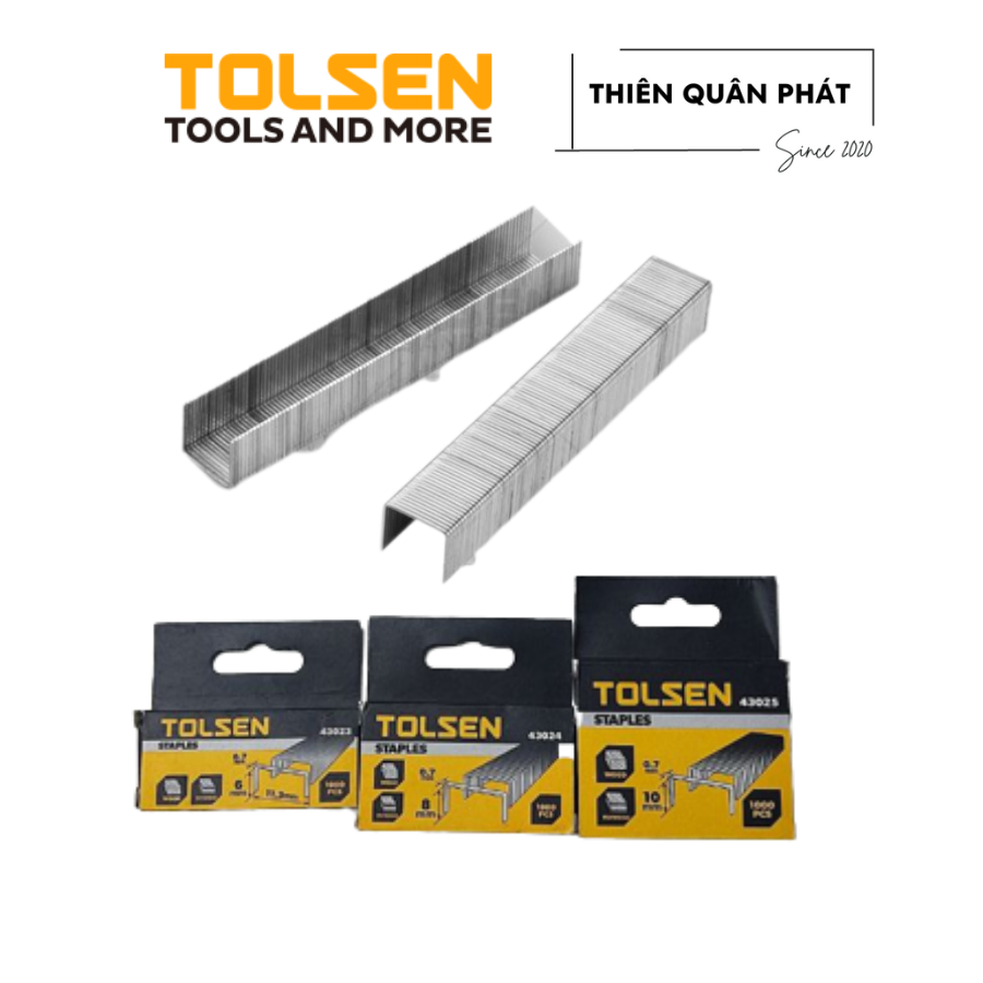 Hộp 1000 ghim bấm vương miện chữ u tolsen 43023 43024 43025 0.7x10mm) dùng trong bao bì, thủ công