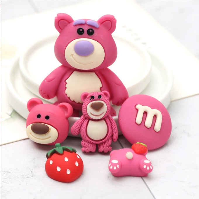 Sticker hình gấu hồng Pink Bear gắn dép sục Crocs