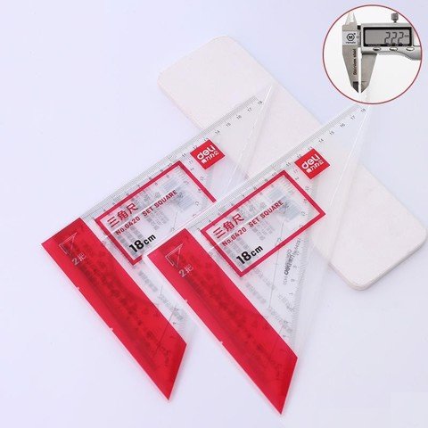 Bộ 2 Thước Eke Đo Độ 2in1 18cm - Thước Ke Góc Đo Độ 2in1 18cm DELI Chính Hãng 6420