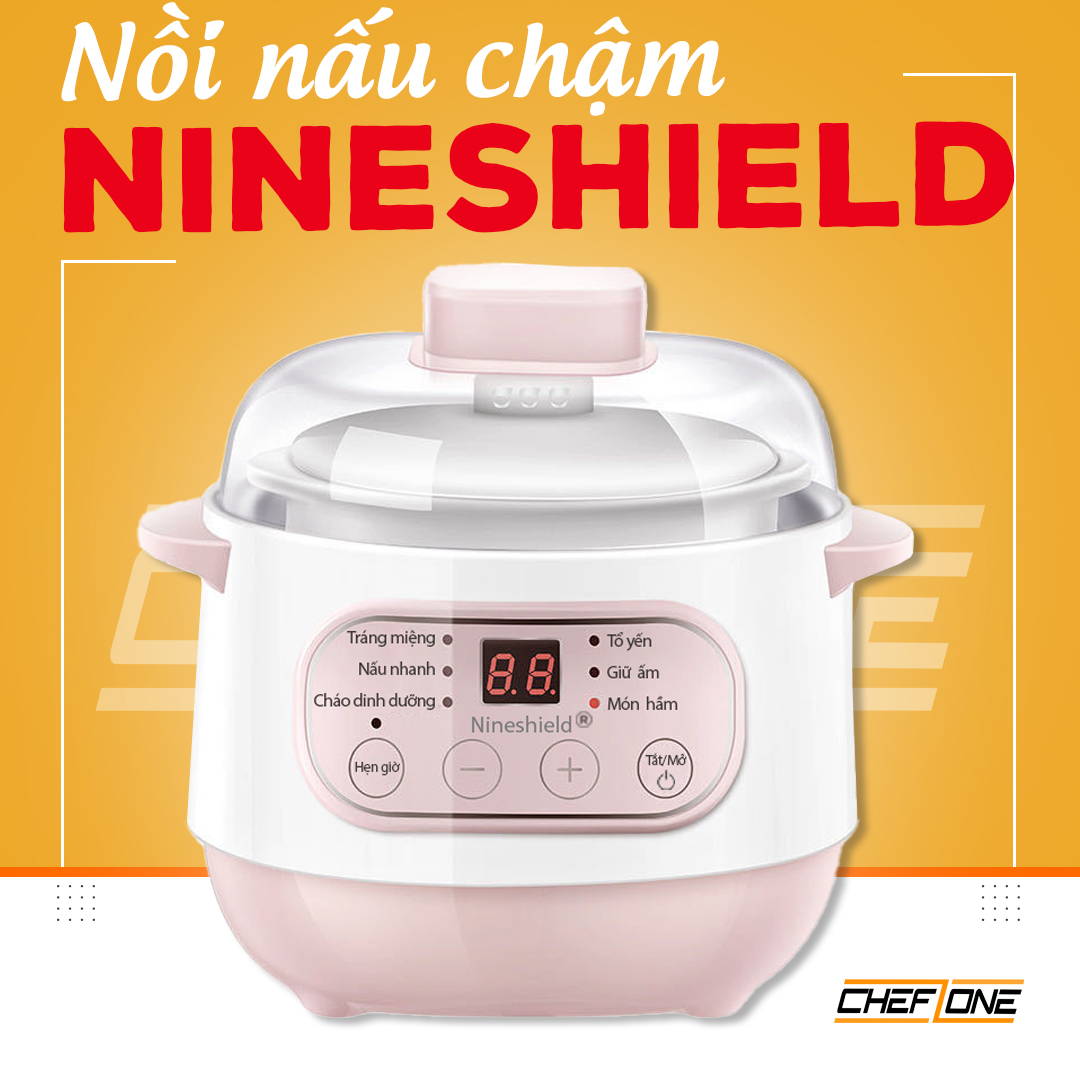 Nồi nấu chậm nineshield kb-nc01 - dung tích 1l - lõi gốm - nồi nấu đa năng nineshield - nồi hầm - nồi ủ