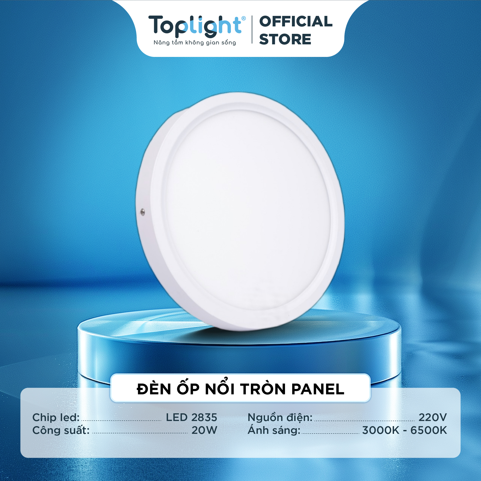 ĐÈN LED PANEL ỐP NỔI TRÒN 20W CAO CẤP CHÍNH HÃNG TOPLIGHT