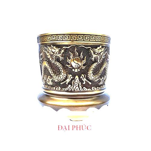 Bát hương đồng đường kính 25 cm mài 2 màu