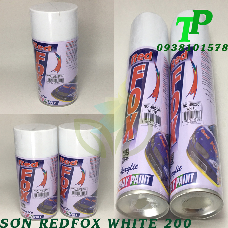 Sơn xịt redfox trắng bóng 200 sơn máy lạnh no 40 white 200