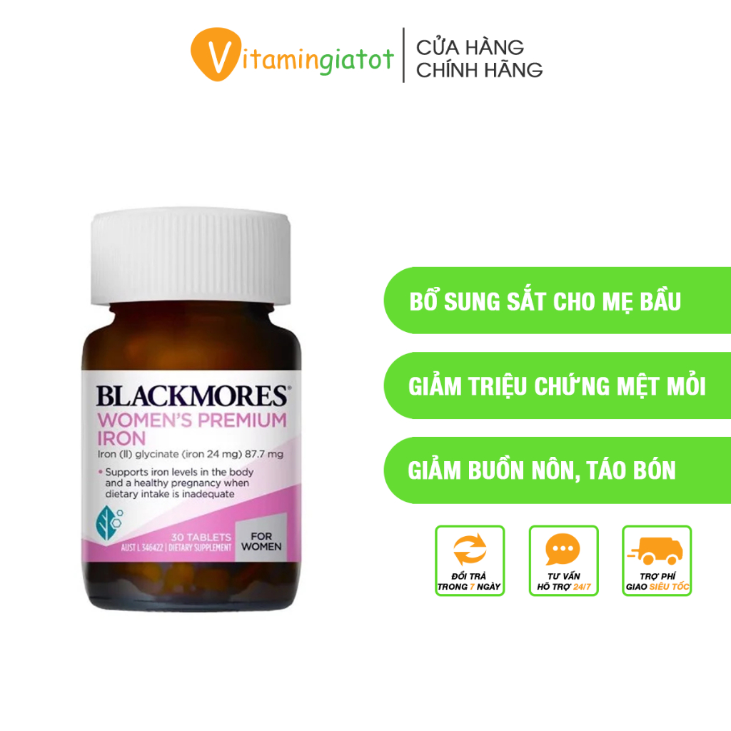 Viên uống sắt blackmores cho mẹ bầu women's premium iron 30 viên chính hãng 100%