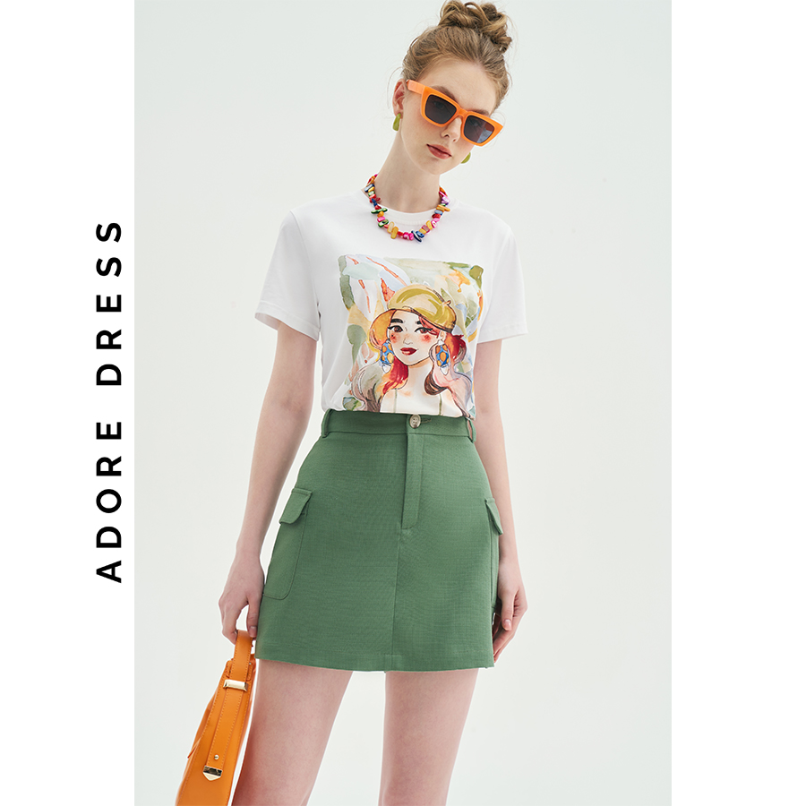 Skorts casual style tech lóng vuông trơn olive green 313SK4005 ADOREDRESS