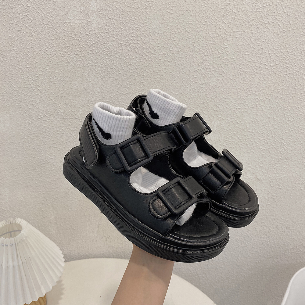 Giày sandal đen quai ngang thời trang nam nữ phong cách hàn quốc - học sinh sinh viên
