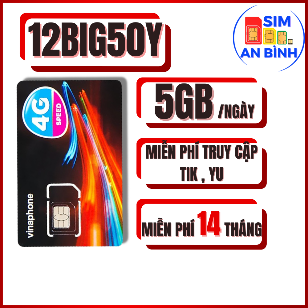 Sim 4G Vinaphone D500 , 12D49P , 12TD49, 12BIG50Y , 12D159V , U1500 CÓ 500GB/THÁNG - MIỄN PHÍ 12T - SIM AN BÌNH - CHƯA KÍCH HOẠT