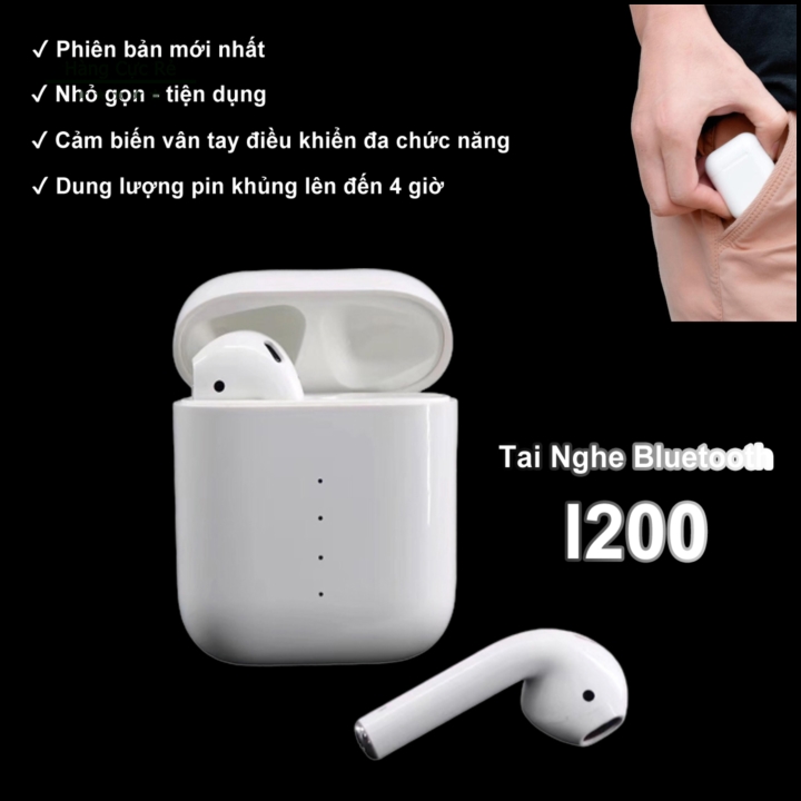 Tai nghe Bluetooth I200 – Tai nghe không dây - bản cao cấp cảm ứng true wireless