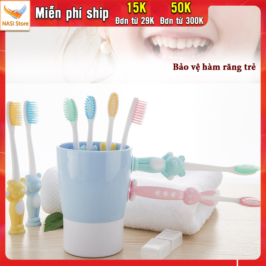 Bàn chải đánh răng trẻ em NASI Store hình thú lông siêu mềm bót cho bé tập đánh răng giao ngẫu nhiên