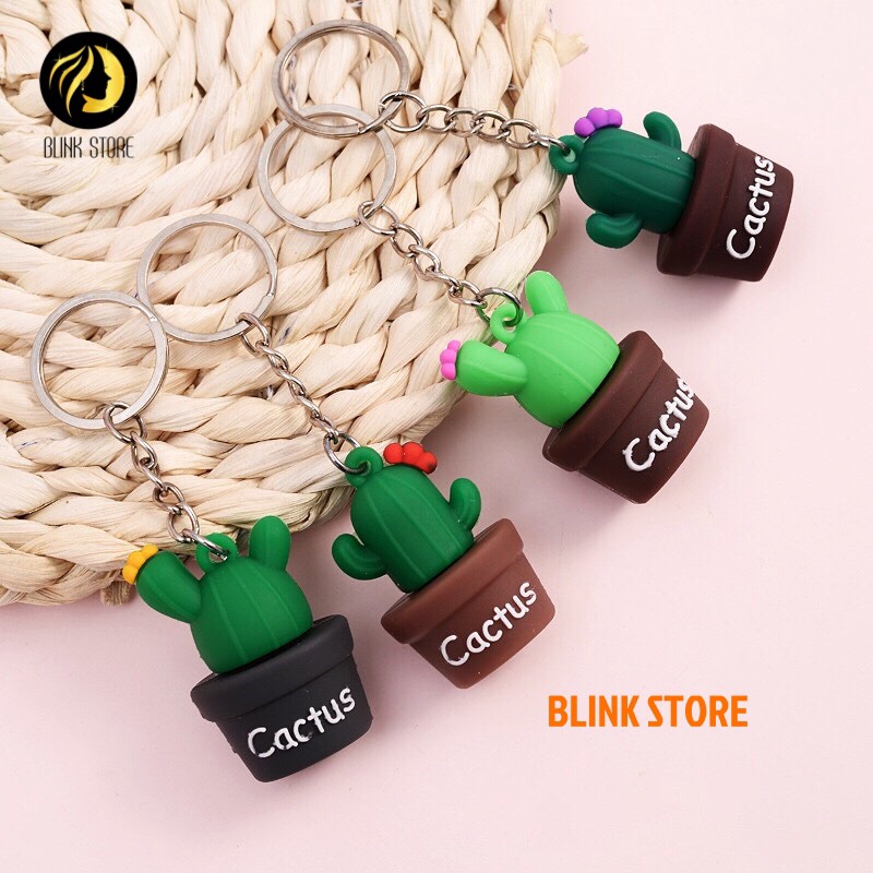 Móc chìa khóa hình cây xương rồng may mắn dùng cho khóa xe máy, ô tô, treo balo, túi xách chất liệu cao su mềm dẻo cực bền, phụ kiện trang trí đáng yêu, đem lại may mắn cho người sử dụng 2