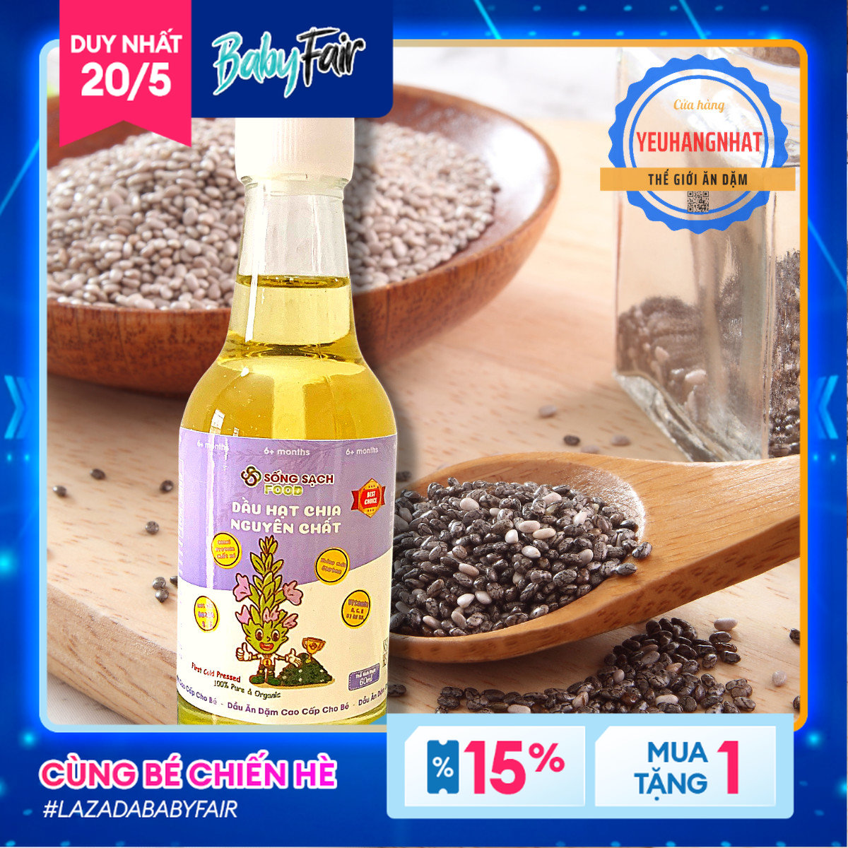 Dầu Hạt Chia Cho Bé Ăn Dặm Nguyên Chất 60ml Sống Sạch Food - dầu ăn dặm cho bé Việt Nam