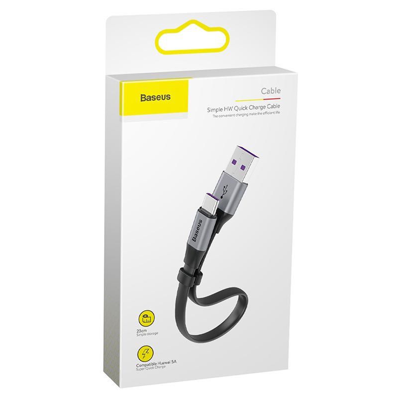 Cáp sạc 23cm Sạc nhanh 5A /40W chính hãng Baseus dùng cho Iphone và Android typeC CATMBJ / CALMBJ