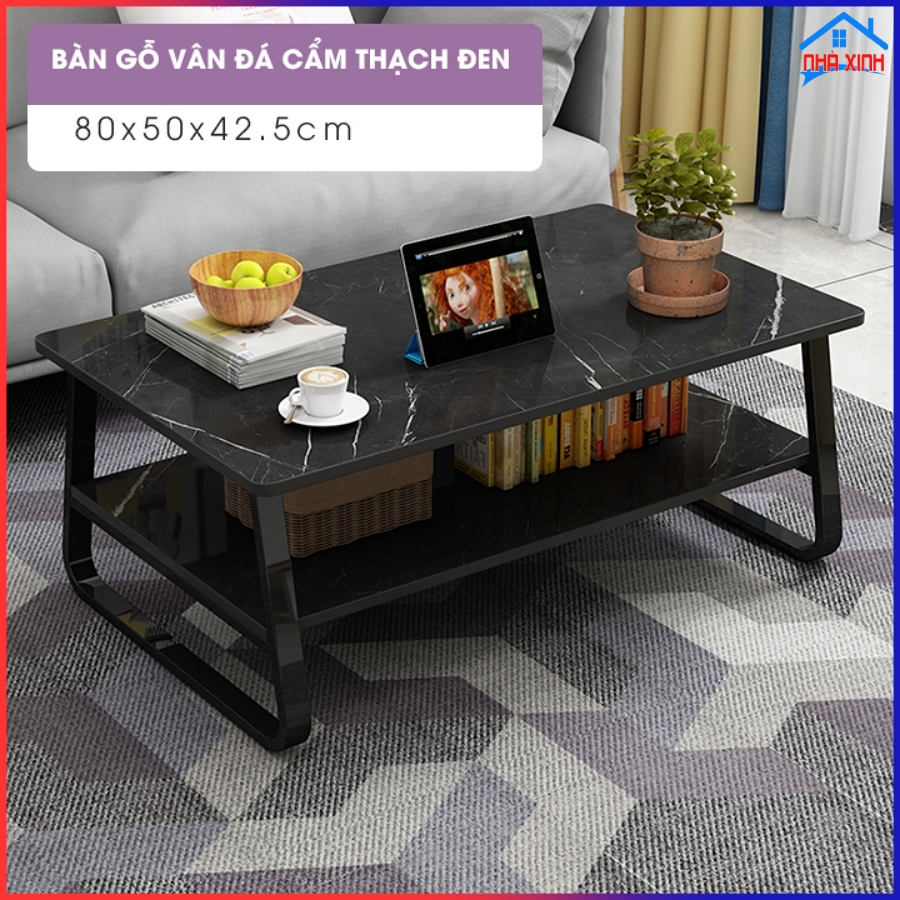 Bàn phòng khách giá rẻ 2022, Bàn trà sofa gỗ hiện đại, Bàn 2 tầng phòng khách, mặt bàn hoạ tiết vân đá cẩm thạch